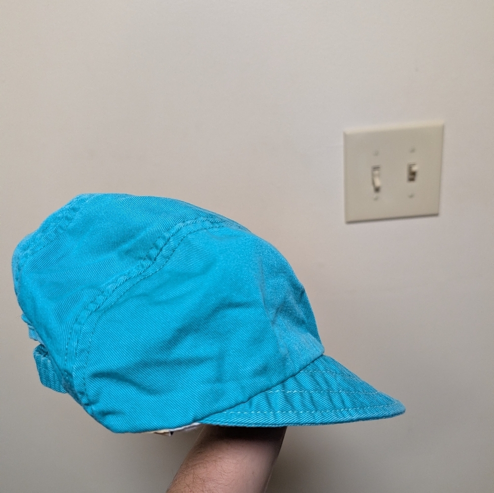 Vintage L.L.Bean Teal Canvas Camp Hat Made in USA Elastic Back - Picture 4 of 6